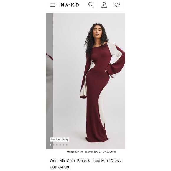 NAKED  Wool Mix Color Block Knitted Maxi Dress - Picture 1 of 4